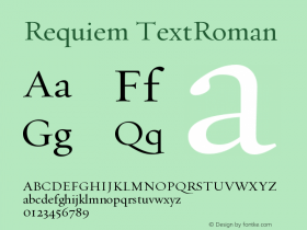 Requiem TextRoman Version 001.000 Font Sample