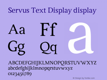 Servus Text Display display Version 1.000 2008 initial release Font Sample