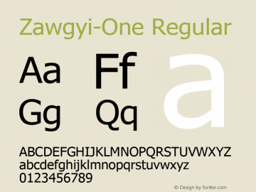 Zawgyi-One Regular Version 3.15 May 5, 2015 Font Sample