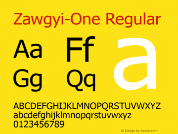 Zawgyi-One Regular 3.14 November 13, 2005 Font Sample