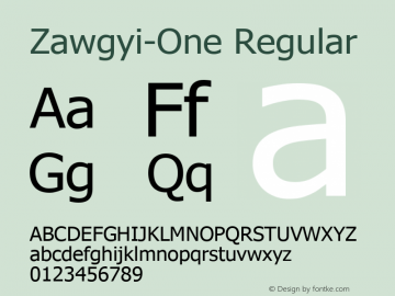 Zawgyi-One Regular 3.0 December 4, 2007 Font Sample