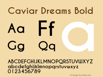 Caviar Dreams Bold Version 4.00 July 10, 2012 Font Sample