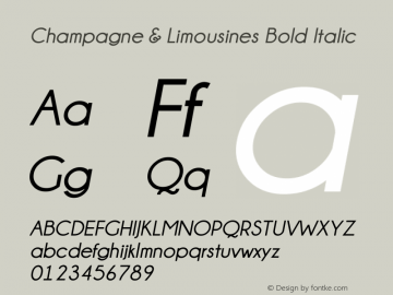 Champagne & Limousines Bold Italic Version 2.00 March 5, 2010图片样张