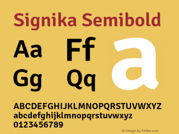 Signika Semibold Version 1.001 Font Sample