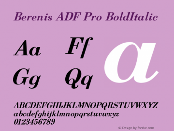 Berenis ADF Pro BoldItalic Version 1.004 Font Sample