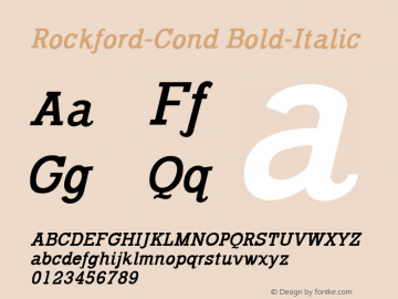 Rockford-Cond Bold-Italic 1.000 Font Sample
