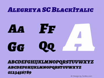 Alegreya SC BlackItalic Version 1.003 Font Sample