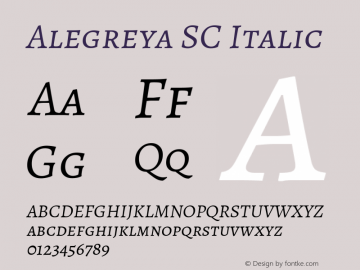 Alegreya SC Italic Version 1.003 Font Sample