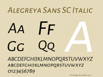 Alegreya Sans SC Italic Version 1.000;PS 001.000;hot图片样张