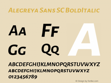 Alegreya Sans SC BoldItalic Version 1.000;PS 001.000;hot图片样张