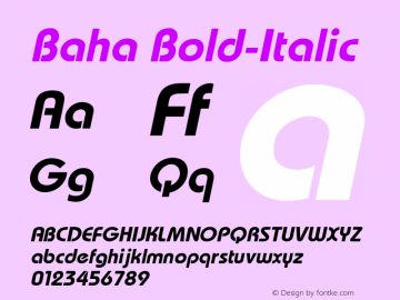 Baha Bold-Italic 1.000 Font Sample