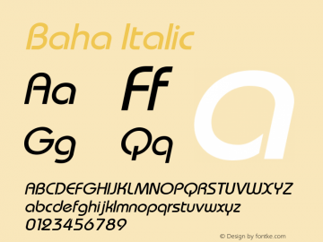 Baha Italic 1.000 Font Sample