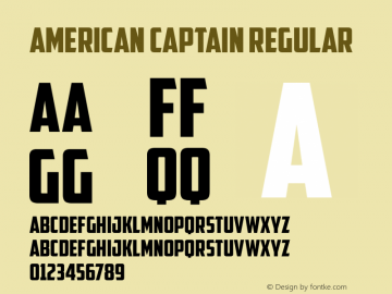 American Captain Regular Unknown Font Sample