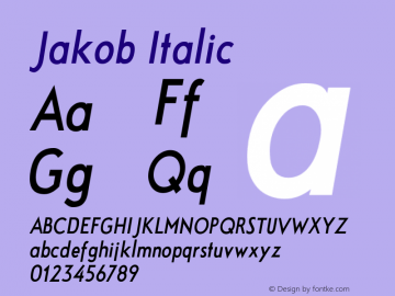 Jakob Italic Version 1.8 (17.12.2010) Font Sample