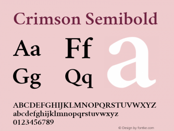 Crimson Semibold Version 0.8 ; ttfautohint (v1.00) -l 8 -r 50 -G 200 -x 14 -D latn -f none -w D Font Sample