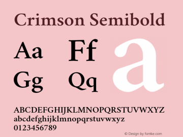 Crimson Semibold Version 0.8 Font Sample