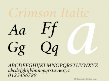 Crimson Italic Version 0.8 Font Sample