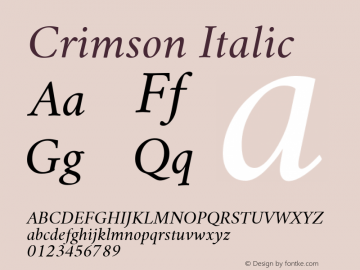 Crimson Italic Version 0.8 Font Sample