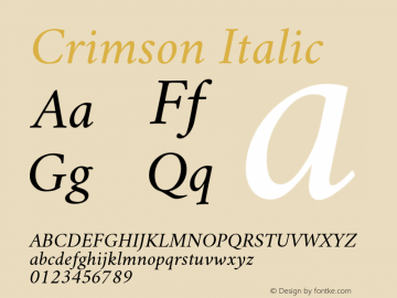 Crimson Italic Version 0.8 Font Sample