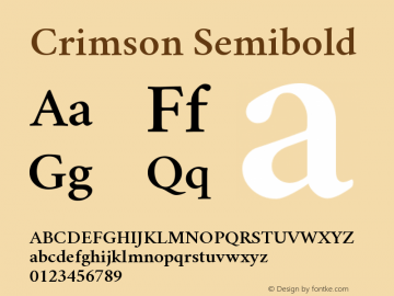 Crimson Semibold Version 0.8 Font Sample