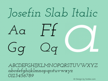 Josefin Slab Italic Unknown Font Sample