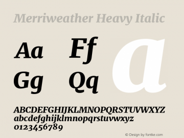 Merriweather Heavy Italic Version 1.001 Font Sample