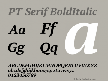 PT Serif BoldItalic Version 1.000 Font Sample