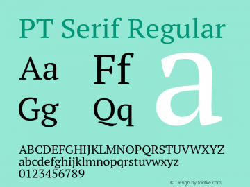 PT Serif Regular Version 1.000 Font Sample