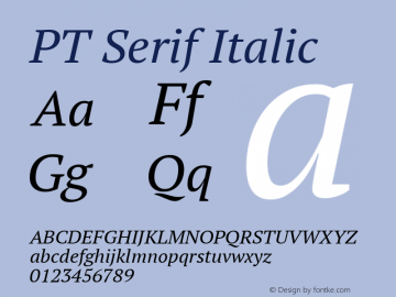 PT Serif Italic Version 1.000 Font Sample