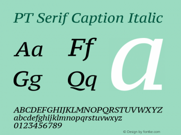 PT Serif Caption Italic Version 1.000 Font Sample