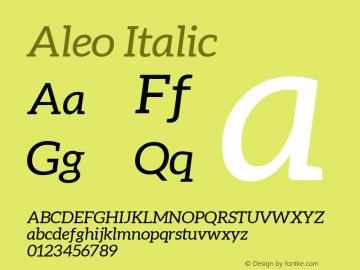 Aleo Italic Version 1.2.2 Font Sample