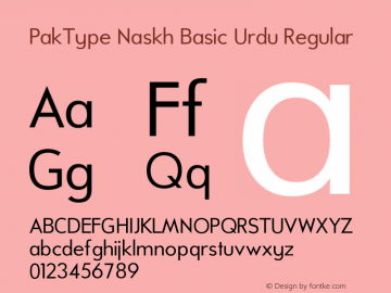 PakType Naskh Basic Urdu Regular Version 3.0 Font Sample