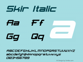 Skir Italic Version 1.00 April 17, 2013, initial release Font Sample