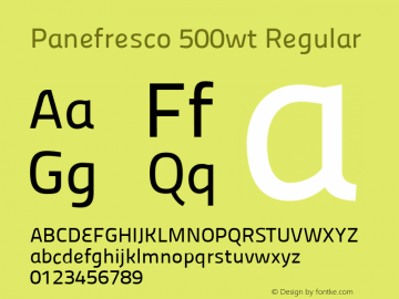 Panefresco 500wt Regular Version 1.001 Font Sample