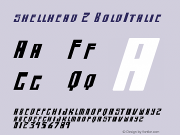 shellhead 2 BoldItalic Version 1.00 February 10, 20 Font Sample