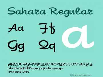 Sahara Regular Unknown Font Sample