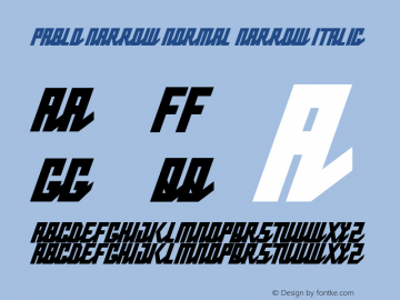 Pablo Narrow Normal Narrow Italic Version 1.00 2011图片样张