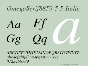 OmegaSerif8859-5 5-Italic Version 001.000 Font Sample
