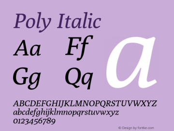 Poly Italic Version 1.003 Font Sample