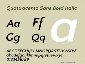 Quattrocento Sans Bold Italic Version 2.000 Font Sample