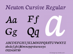 Neuton Cursive Regular Version 1.43 Font Sample