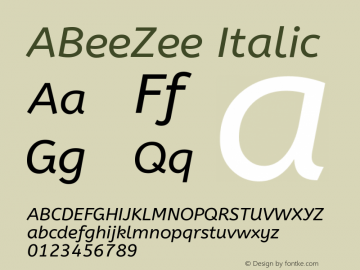 ABeeZee Italic Version 1.002图片样张