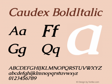 Caudex BoldItalic Version 1.01 Font Sample