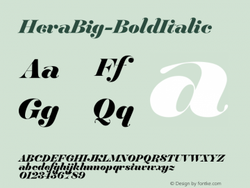 HeraBig-BoldItalic ☞ Version 1.001;com.myfonts.lucassharp.hera-big.bold-italic.wfkit2.8eqG Font Sample