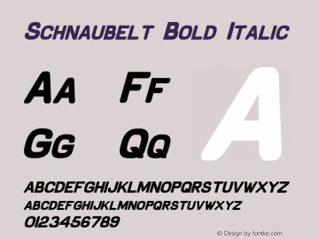 Schnaubelt Bold Italic Version 1.20 March 9, 2016 Font Sample