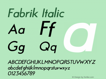 Fabrik Italic Version Version 1.5 (20.02.2图片样张