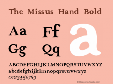 The Missus Hand Bold Unknown Font Sample