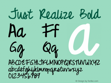 Just Realize Bold Version 1.001 2012 Font Sample