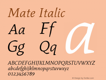Mate Italic Version 1.002 Font Sample