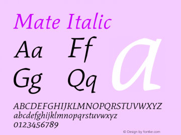 Mate Italic Version 1.002 Font Sample